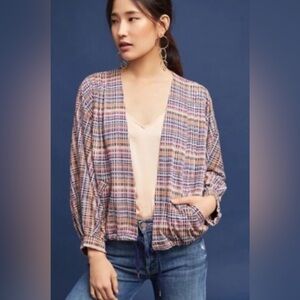 Anthropologie Akemi + Kin Plaid Tie-Hem Dolman Jacket Sz L